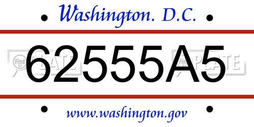 62555A5 District Of Columbia License Plate