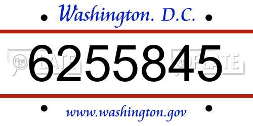 6255845 District Of Columbia License Plate