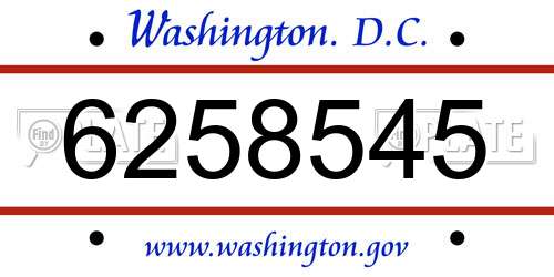 6258545 District Of Columbia License Plate