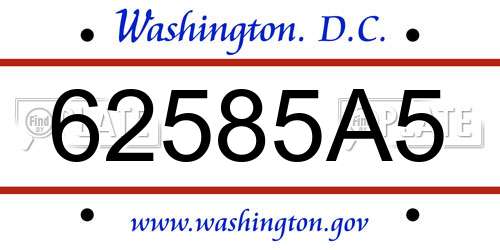 62585A5 District Of Columbia License Plate