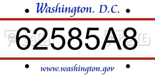 62585A8 District Of Columbia License Plate