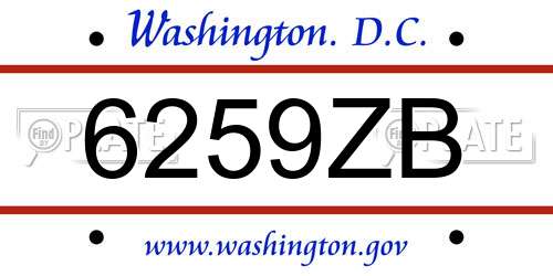 6259ZB District Of Columbia License Plate