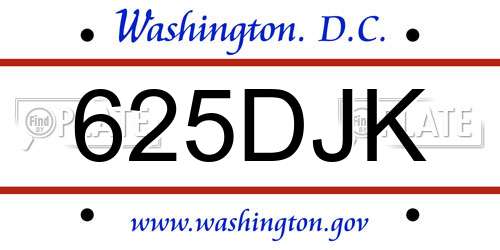 625DJK District Of Columbia License Plate