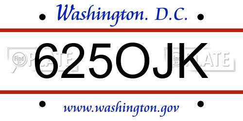 625OJK District Of Columbia License Plate
