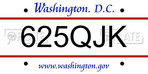 625QJK District Of Columbia License Plate