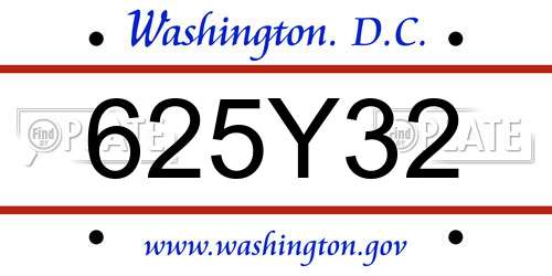 625Y32 District Of Columbia License Plate