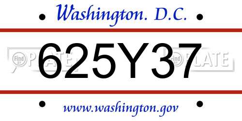 625Y37 District Of Columbia License Plate