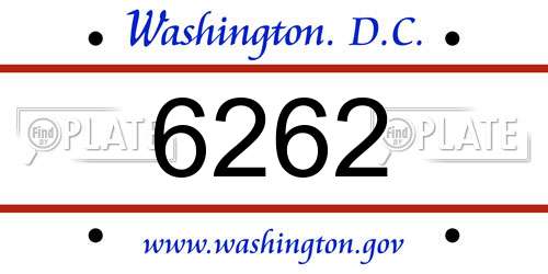 6262 District Of Columbia License Plate