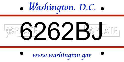 6262BJ District Of Columbia License Plate
