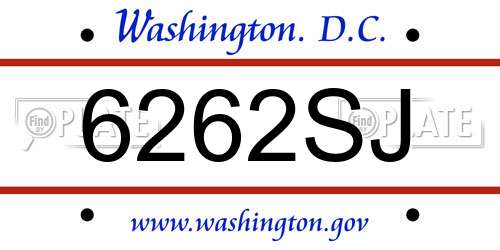 6262SJ District Of Columbia License Plate