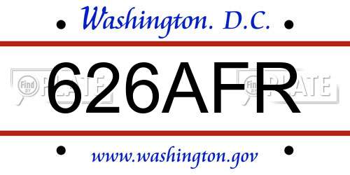 626AFR District Of Columbia License Plate