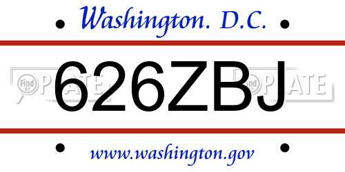 626ZBJ District Of Columbia License Plate