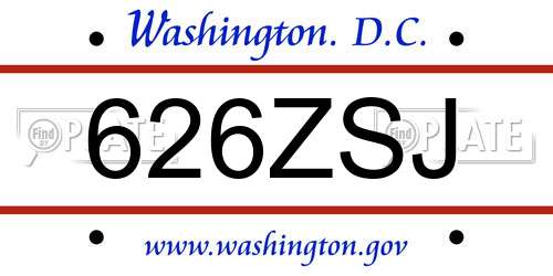 626ZSJ District Of Columbia License Plate