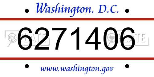 6271406 District Of Columbia License Plate