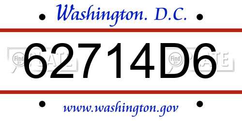 62714D6 District Of Columbia License Plate