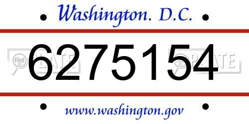 6275154 District Of Columbia License Plate