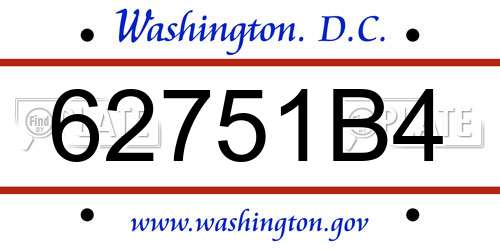62751B4 District Of Columbia License Plate