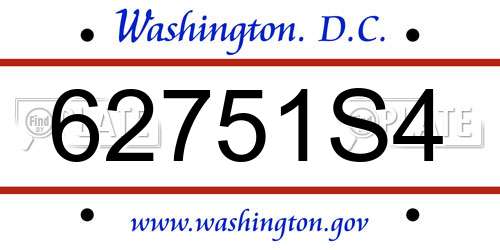 62751S4 District Of Columbia License Plate