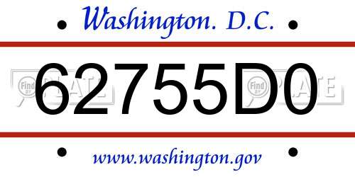62755D0 District Of Columbia License Plate