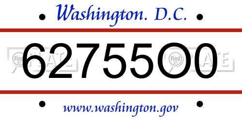 62755O0 District Of Columbia License Plate