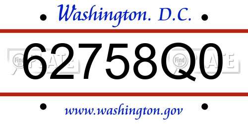62758Q0 District Of Columbia License Plate
