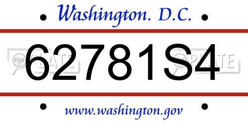 62781S4 District Of Columbia License Plate