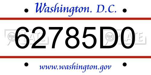 62785D0 District Of Columbia License Plate