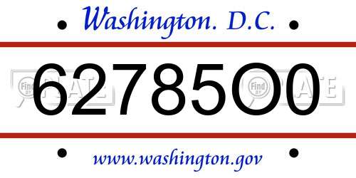 62785O0 District Of Columbia License Plate