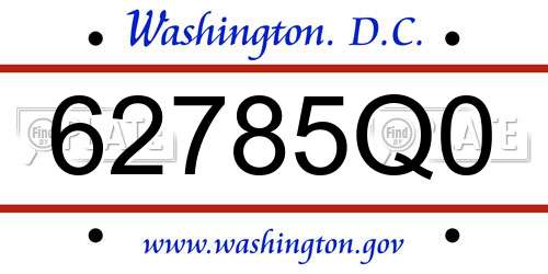 62785Q0 District Of Columbia License Plate