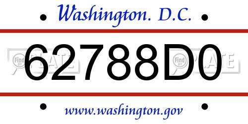 62788D0 District Of Columbia License Plate