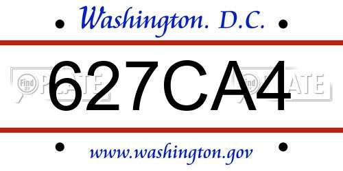 627CA4 District Of Columbia License Plate