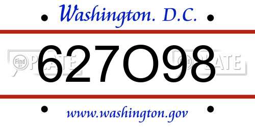627O98 District Of Columbia License Plate