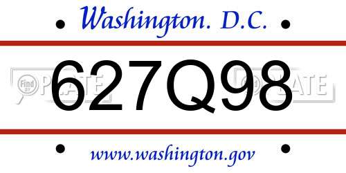 627Q98 District Of Columbia License Plate