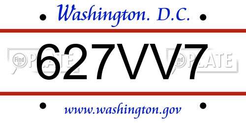 627VV7 District Of Columbia License Plate