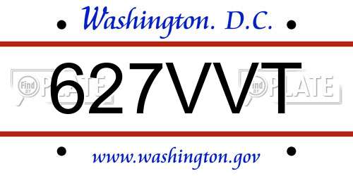 627VVT District Of Columbia License Plate