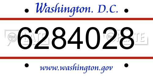 6284028 District Of Columbia License Plate