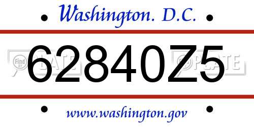 62840Z5 District Of Columbia License Plate