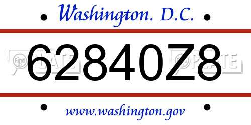 62840Z8 District Of Columbia License Plate