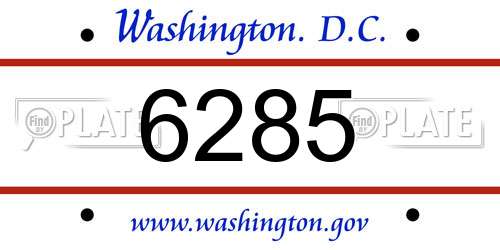 6285 District Of Columbia License Plate