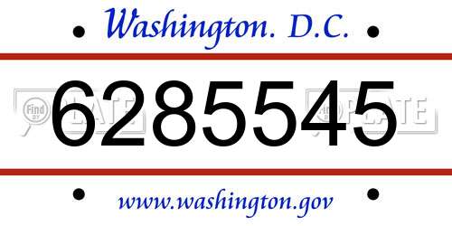 6285545 District Of Columbia License Plate