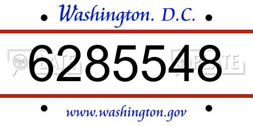 6285548 District Of Columbia License Plate