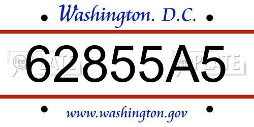 62855A5 District Of Columbia License Plate