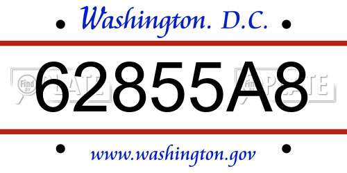 62855A8 District Of Columbia License Plate