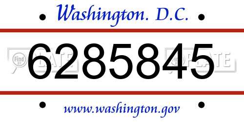 6285845 District Of Columbia License Plate