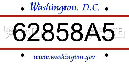 62858A5 District Of Columbia License Plate
