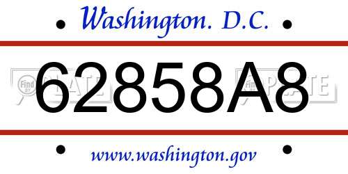 62858A8 District Of Columbia License Plate