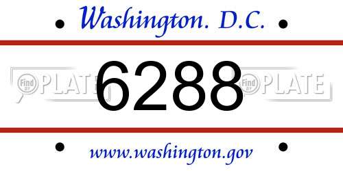 6288 District Of Columbia License Plate