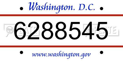 6288545 District Of Columbia License Plate