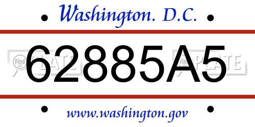 62885A5 District Of Columbia License Plate