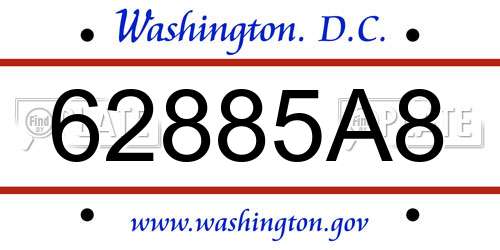 62885A8 District Of Columbia License Plate